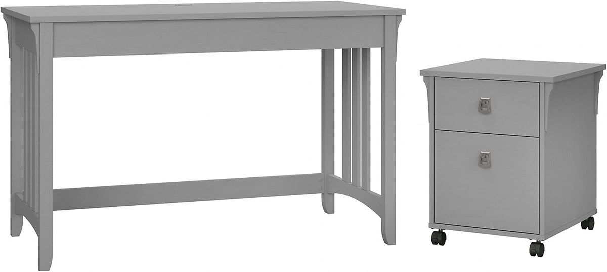 Cape Cod Gray Writing Desk with 2 Drawer File Cabinet E6470
