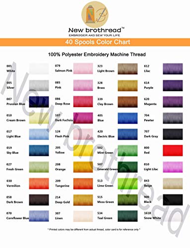 40 Colors Polyester Embroidery Machine Thread Kit 500M Each Spool X157477