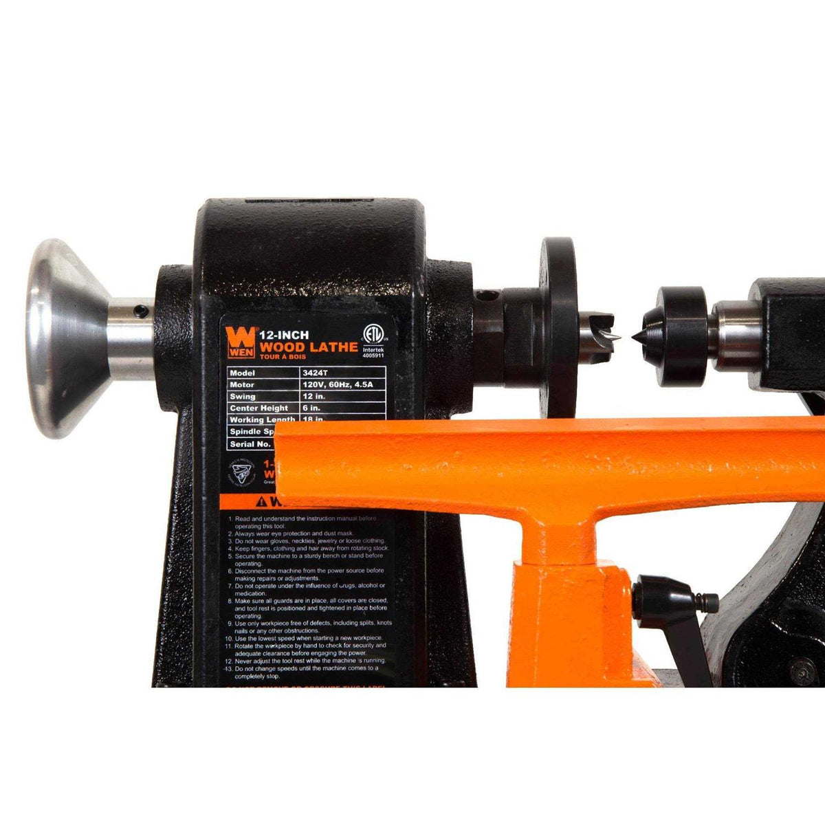 4.5-Amp 12-Inch by 18-Inch 5-Speed Benchtop Wood Lathe I93702