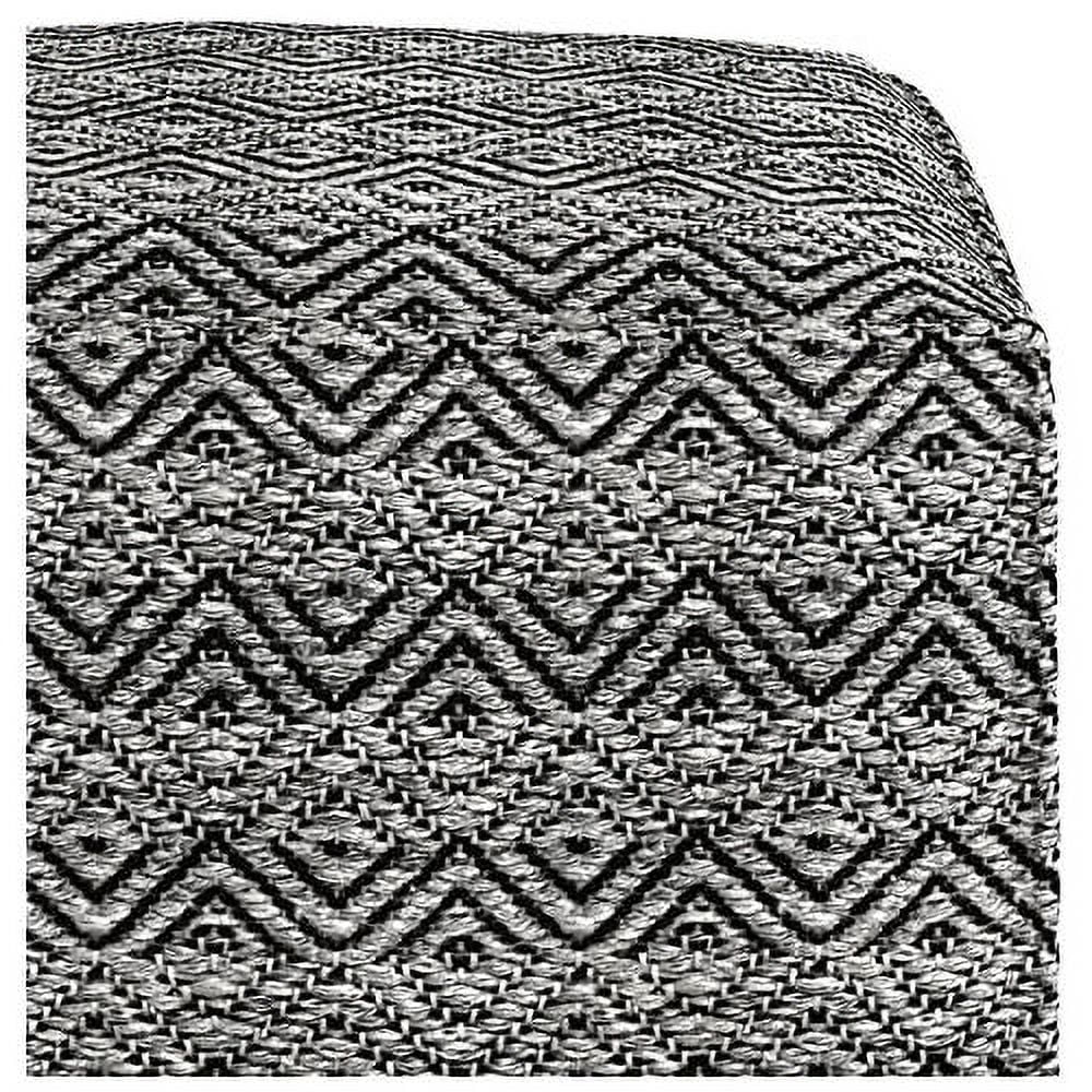 18"X18"X14" Dark Gray Black Cotton Woven Pouf Ottoman X76865