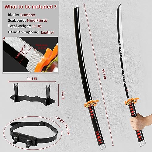 41" Wooden Katana with Belt & Stand H19687