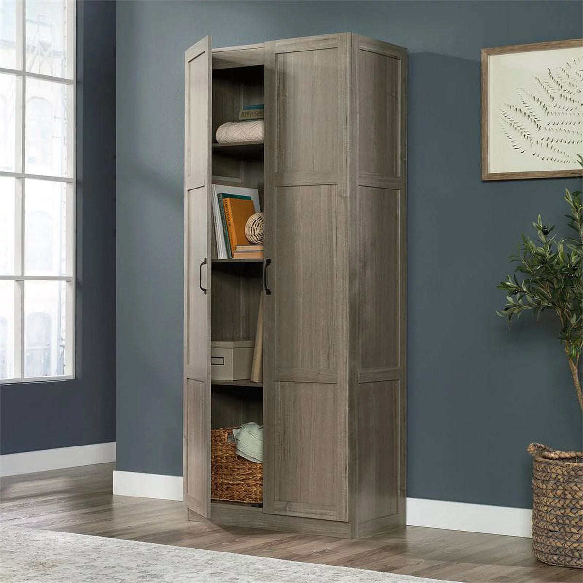 2-Door Modern Engineered Wood Storage Cabinet in Gray T36498