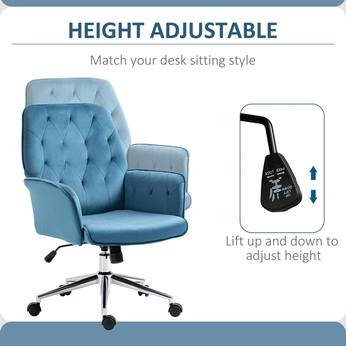 Blue Adjustable Swivel Task Chair I9197