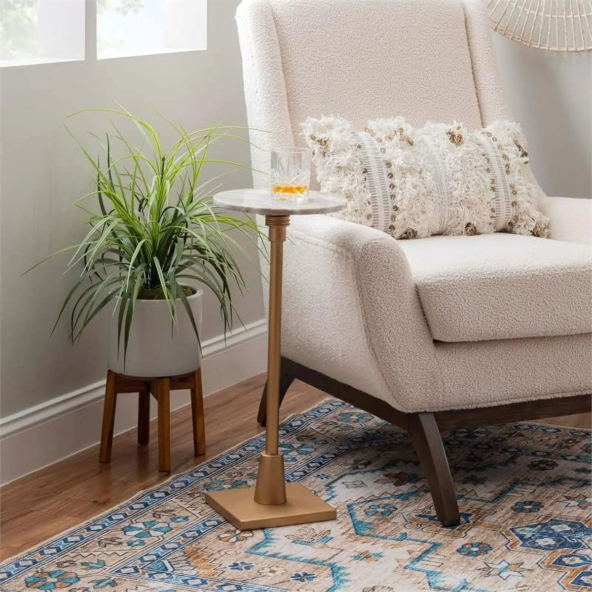 Adjustable Metal And Marble Drink Table K52304