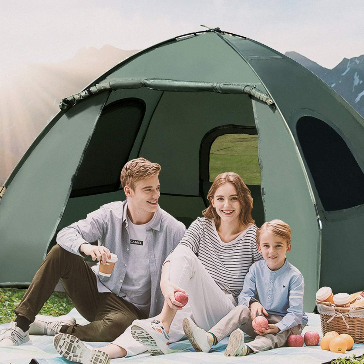 2-Person Waterproof Camping Tent Cot with Carry Bag Q56386