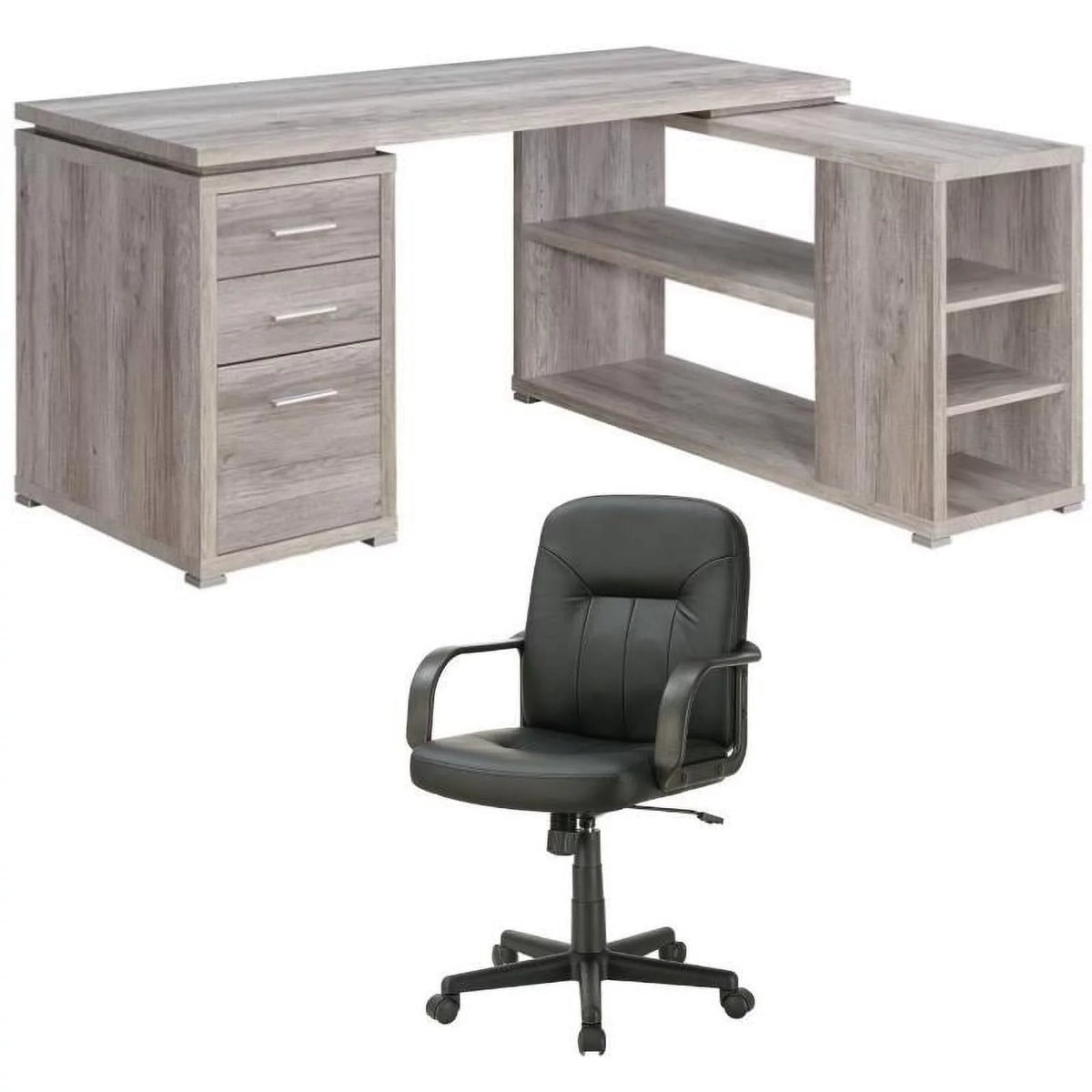 2 Piece L-Shaped Desk and Adjustable Office Chair R39659