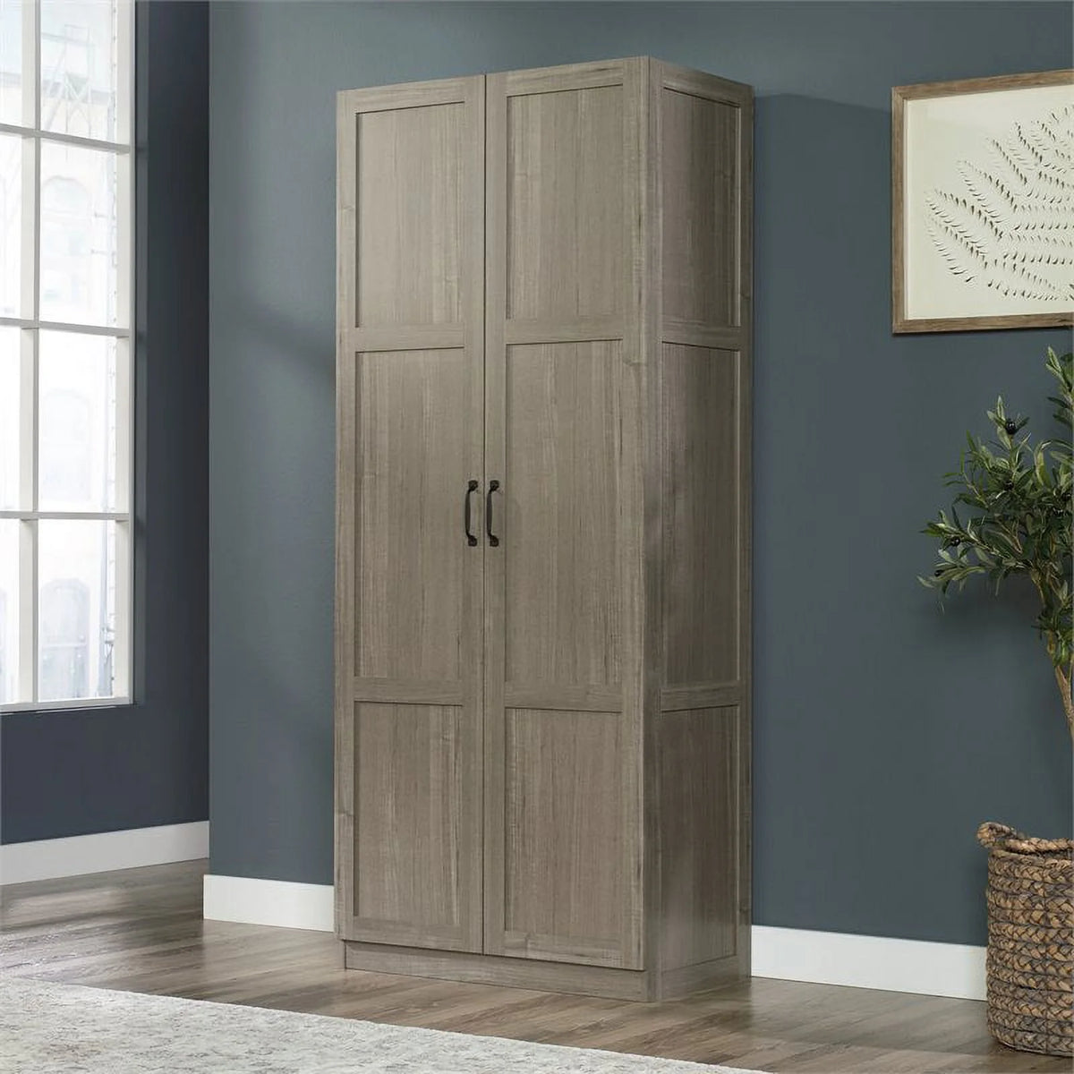 2-Door Modern Engineered Wood Storage Cabinet in Gray T36498