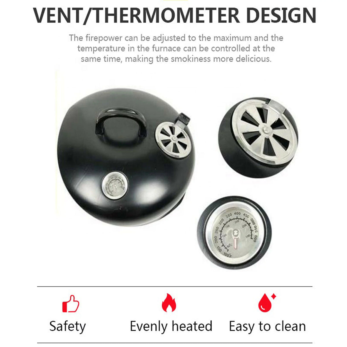 Charcoal BBQ Smoker with Built-in Thermometer W527