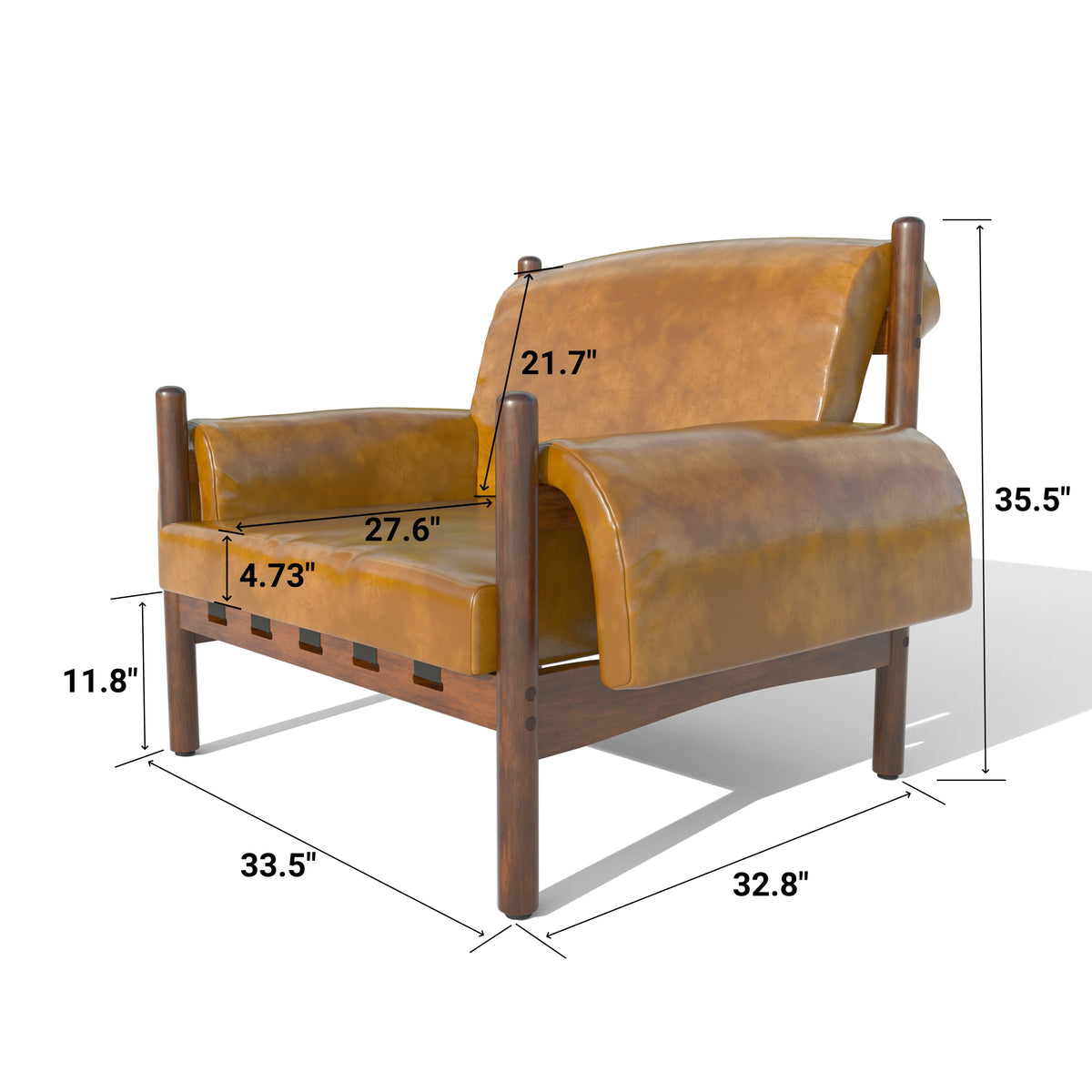 Brown Tall Back Accent Chair with Arms Solid Wood Legs S898104