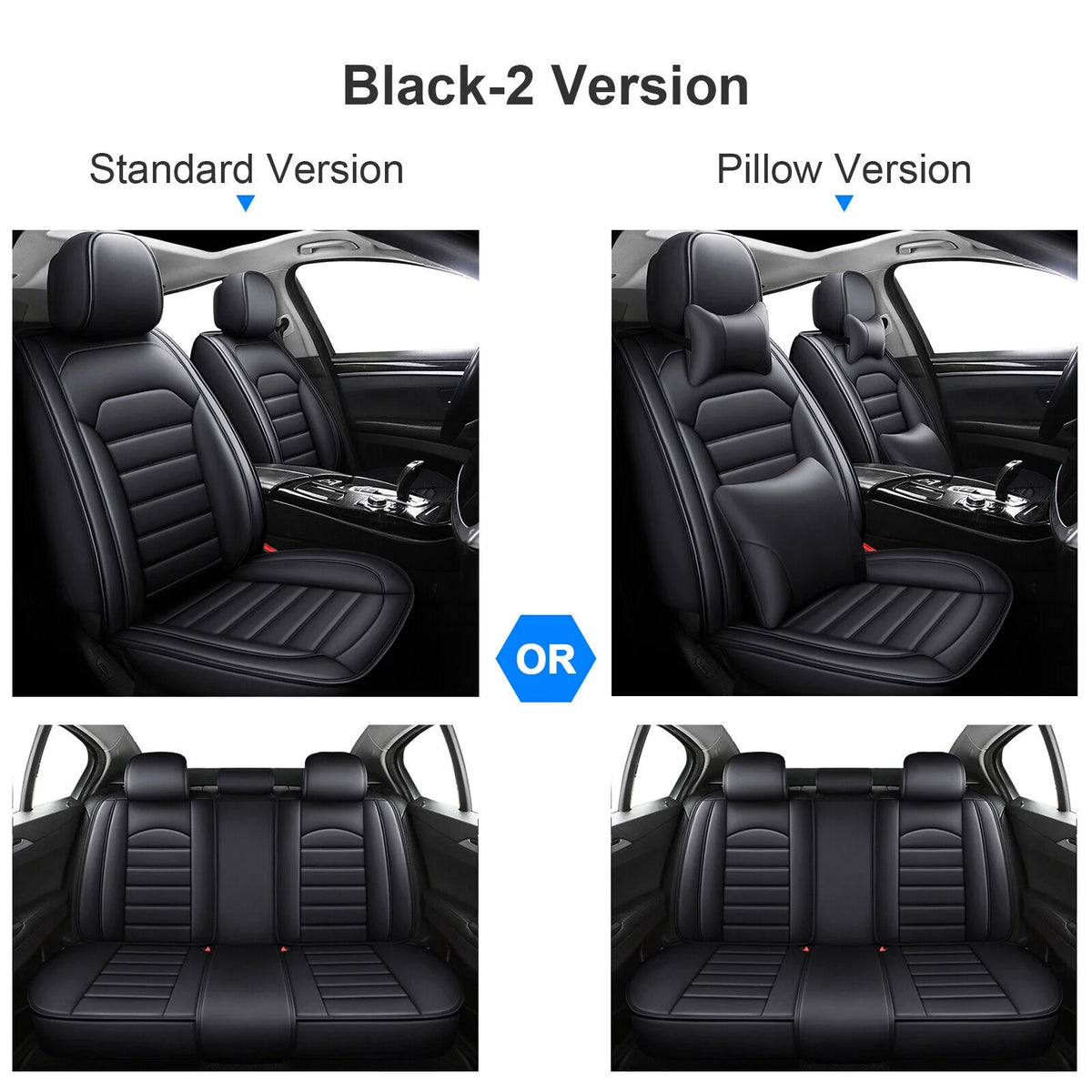 Black Waterproof Pu Leather Full Set Car Seat Covers A649