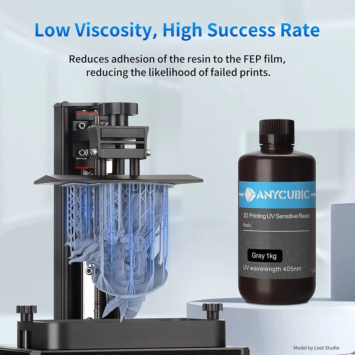 405nm UV Resin for LCD 3D Printer Gray 2kg B1884