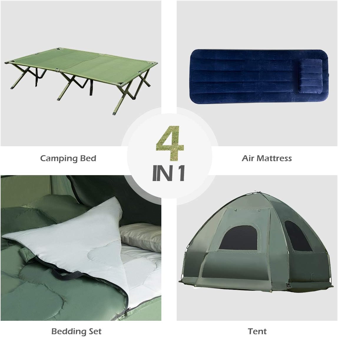 2-Person Waterproof Camping Tent Cot with Carry Bag Q56386