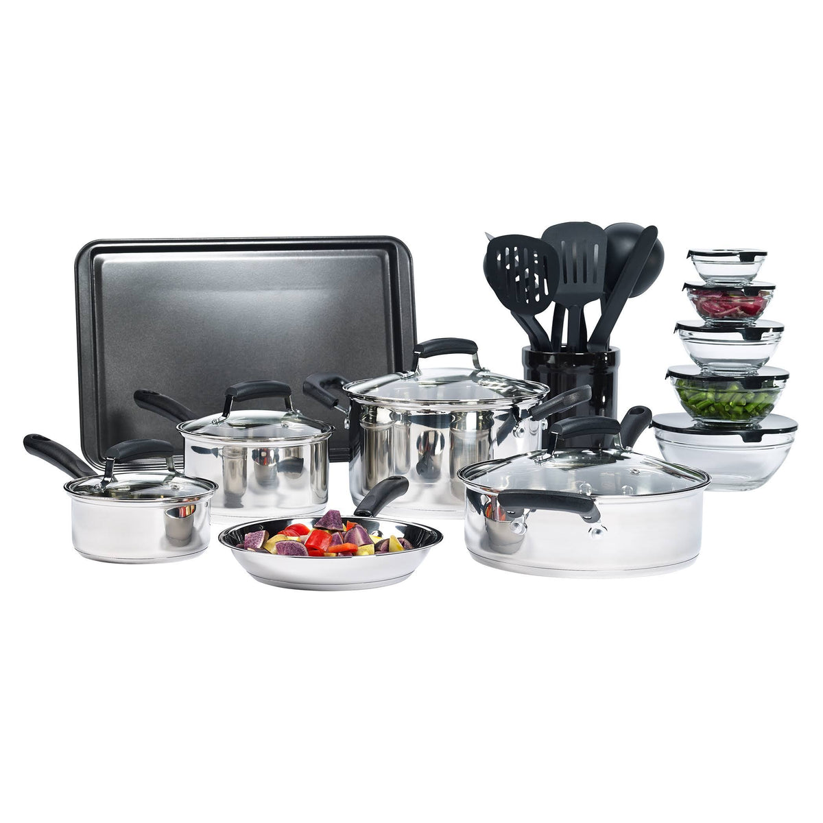 25-Piece Black Cookware Set D3126