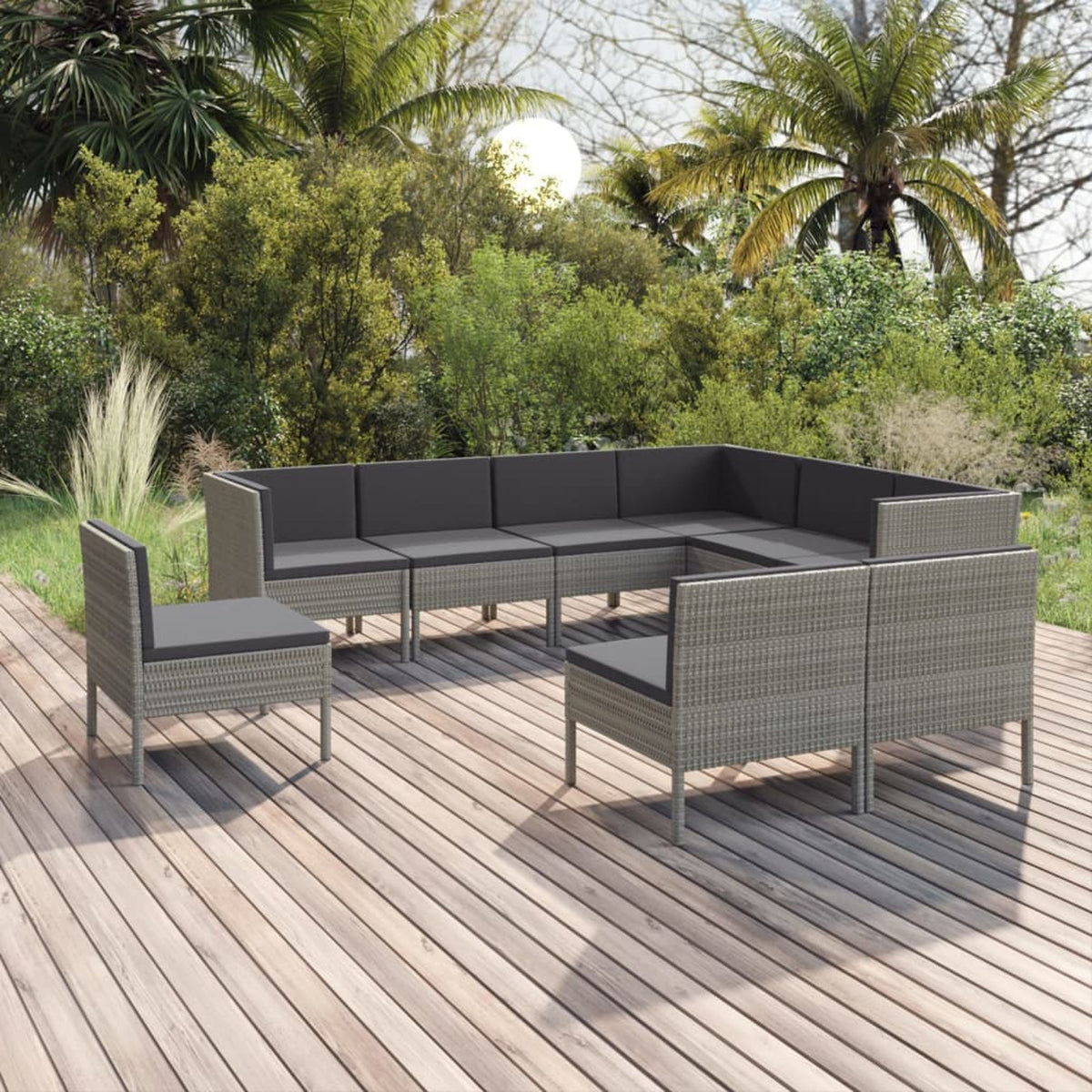 9 Piece Poly Rattan Outdoor Sectional Sofa Set F9163