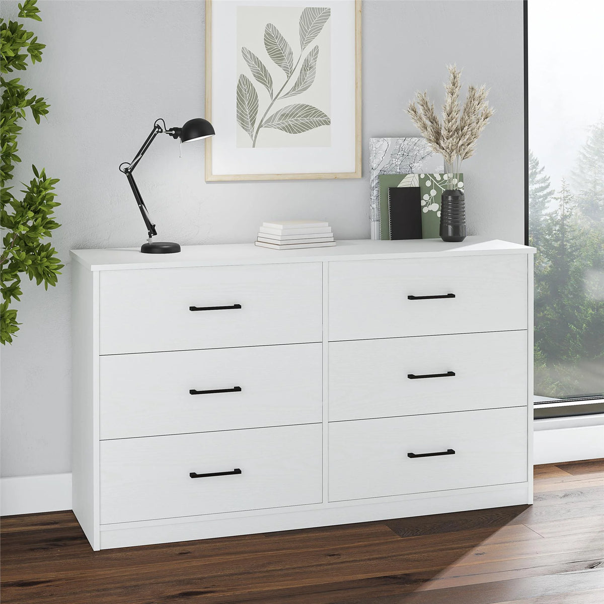 Black 6 Drawer Dresser W34129