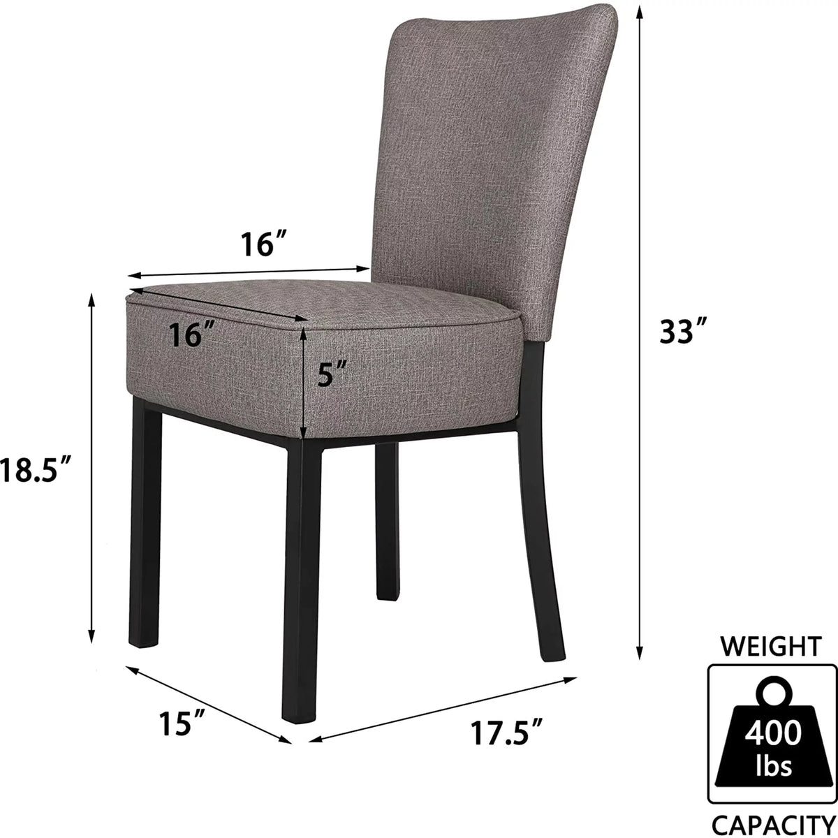 2 Set Gray PU Leather Dining Chairs with Metal Frame A894