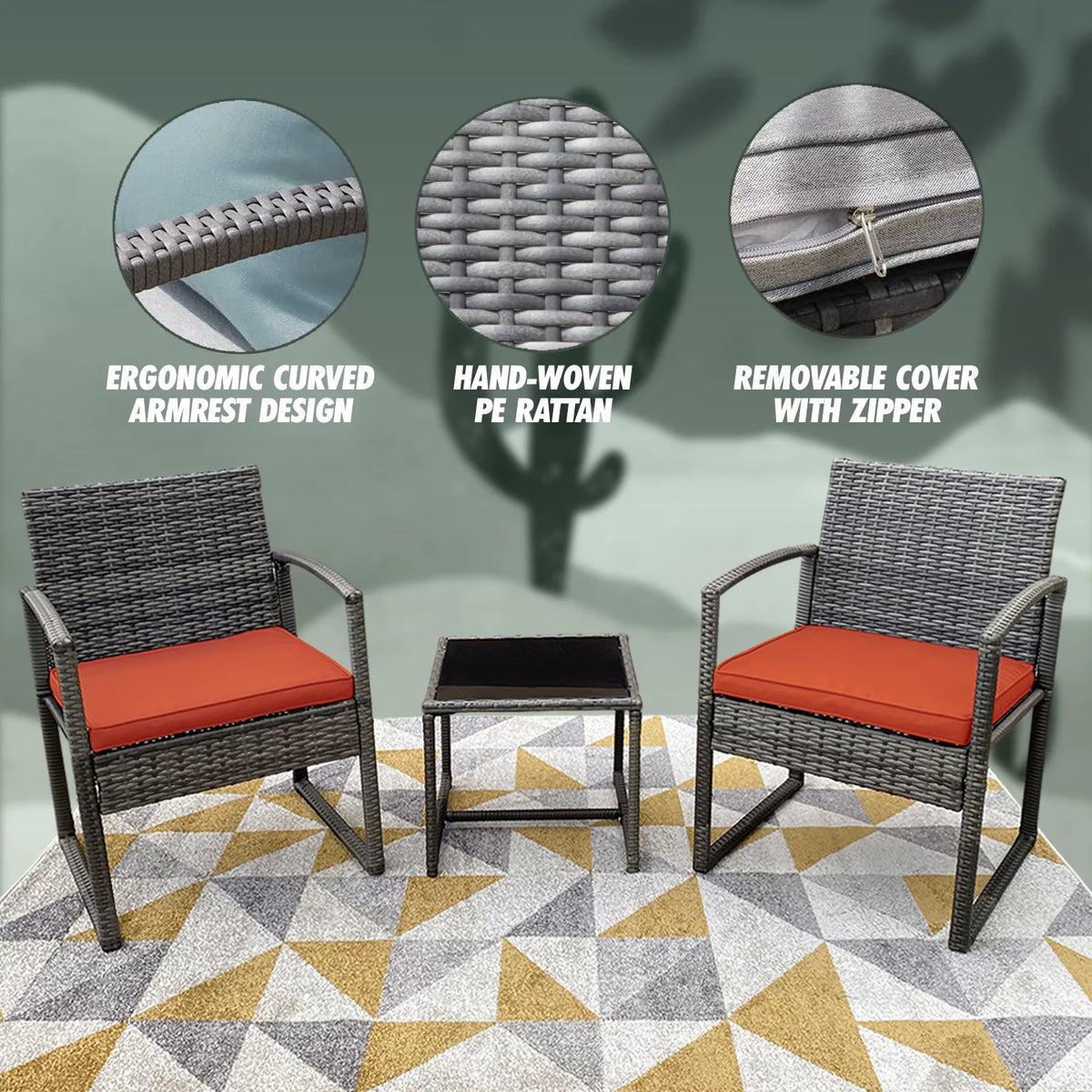 3-Piece Rattan Furniture Set F509534