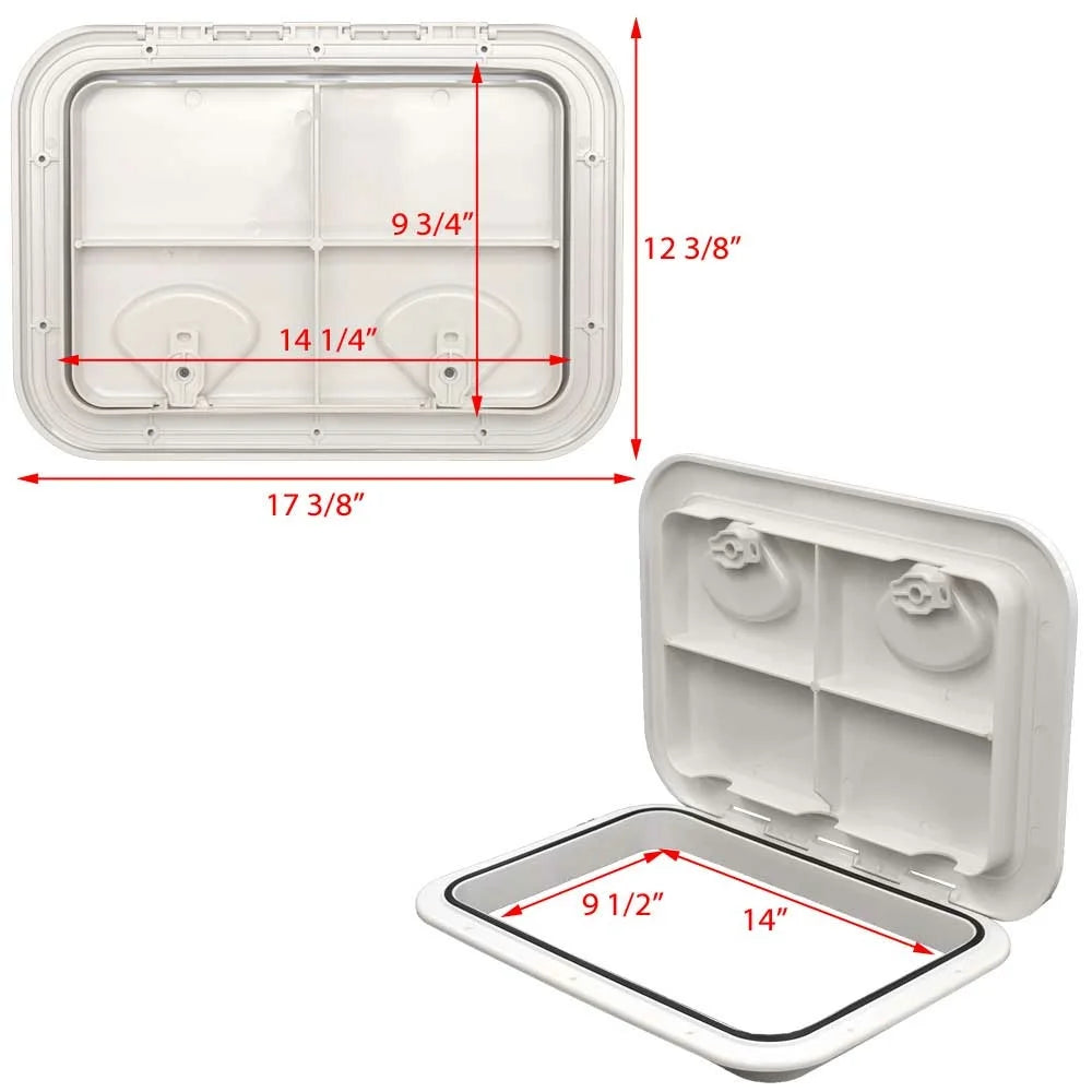 17.3 x 12.4 Inch White ABS Boat Access Hatch D678502
