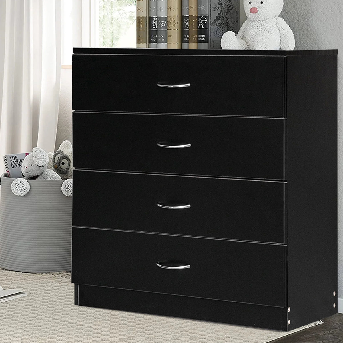 Black 4 Drawer Wood Dresser L558541