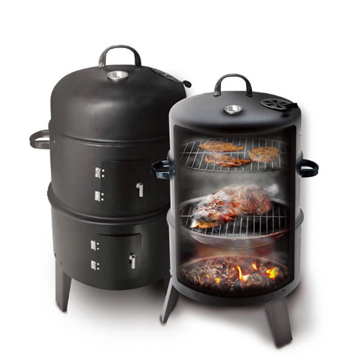 Charcoal BBQ Smoker with Built-in Thermometer W527