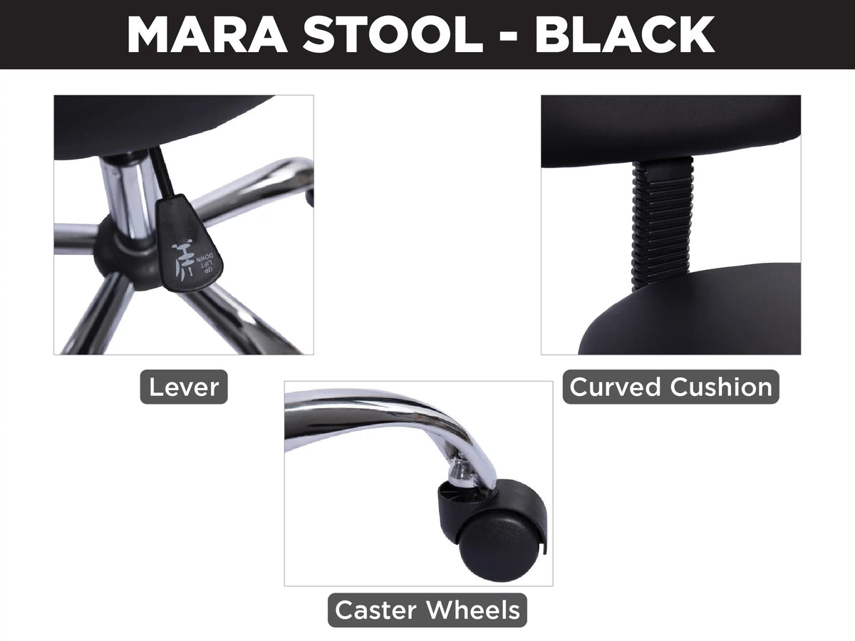 Black Faux Leather Adjustable Drafting Stool with Wheels S19632