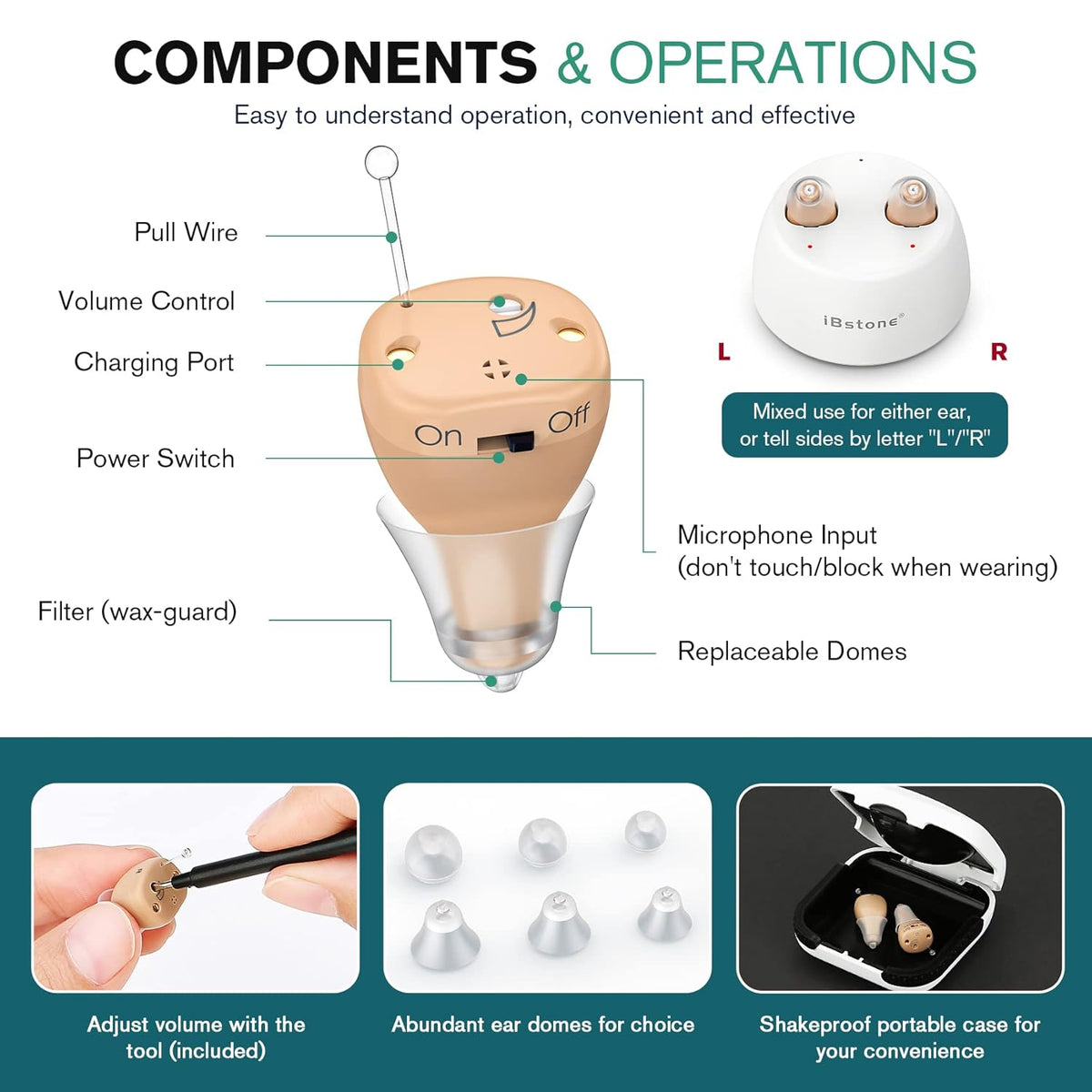 Beige Rechargeable Mini Completely-in-Canal Hearing Aid, Pair R72708