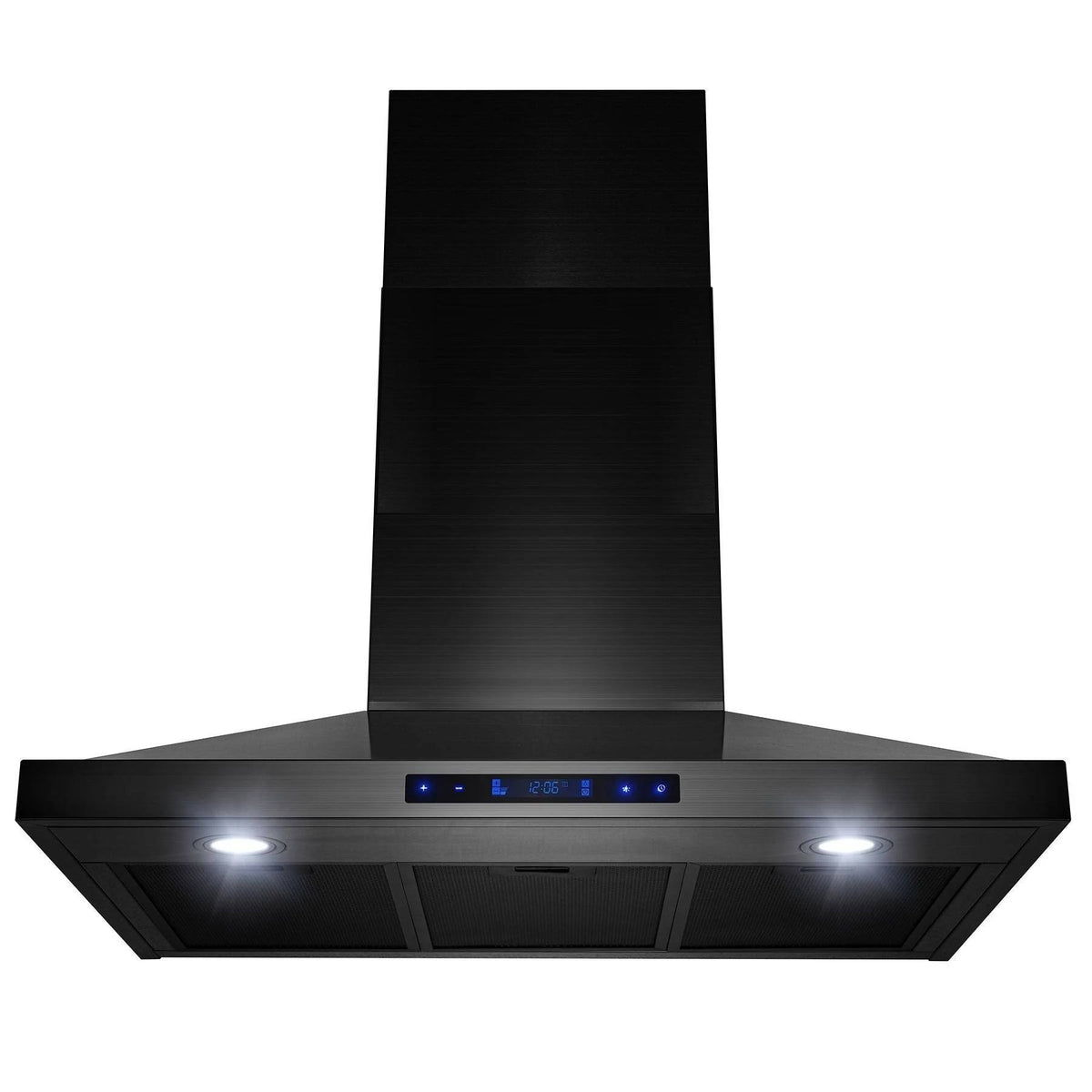 Black Stainless Steel Wall Mount Kitchen Range Hood with Touch Panel S349