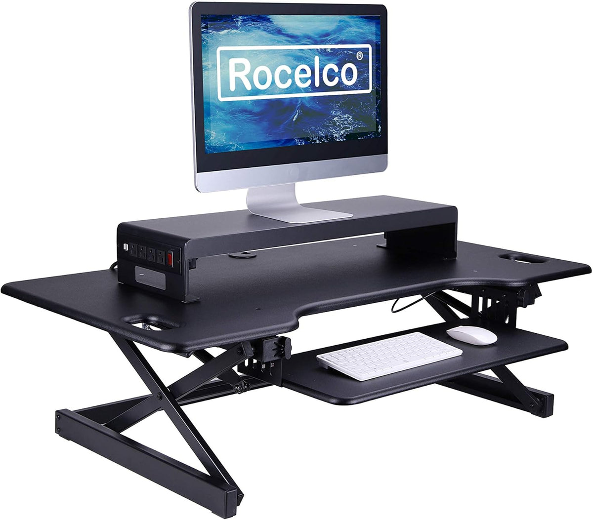 Black Dual Monitor Stand with AC Power Supply & USB 2.0 Charging X252293