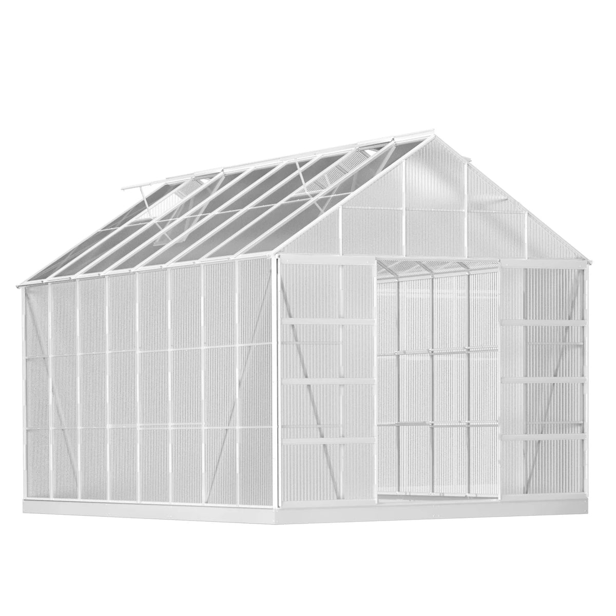 10' x 16' Walk-in Polycarbonate Greenhouse with Adjustable Roof Vent A275388