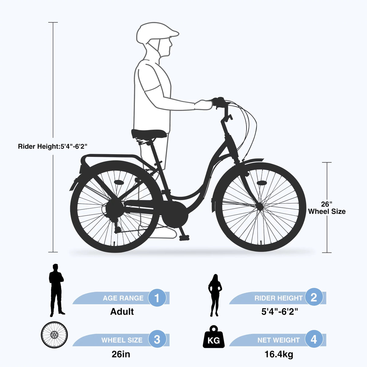 Blue 26 7 Speed Steel Frame City Bike R4455