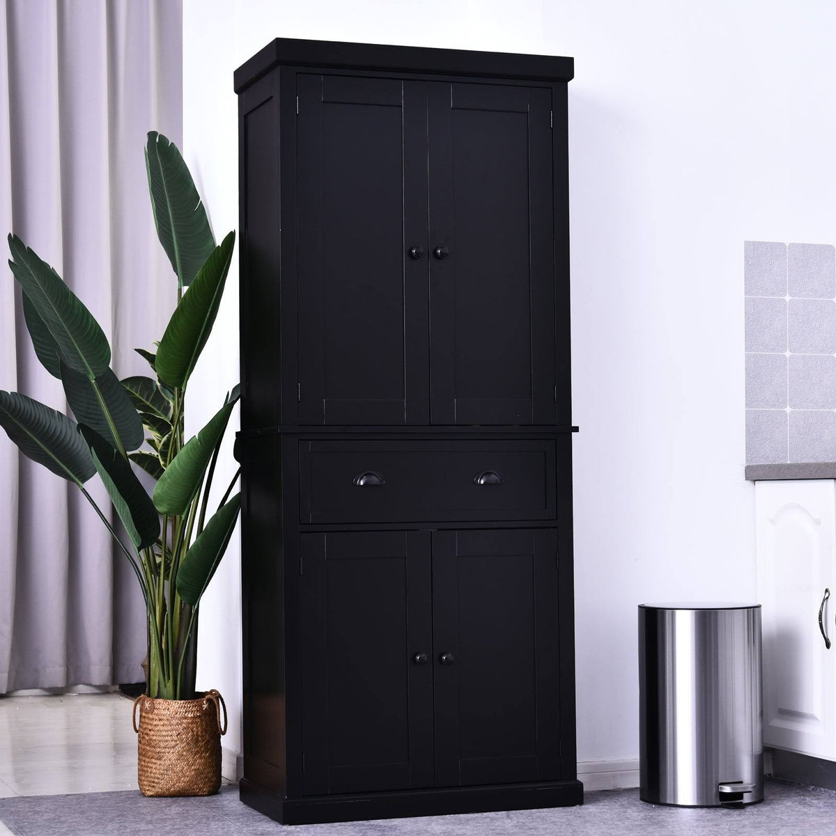 Black Freestanding Kitchen Pantry Cabinet I1230