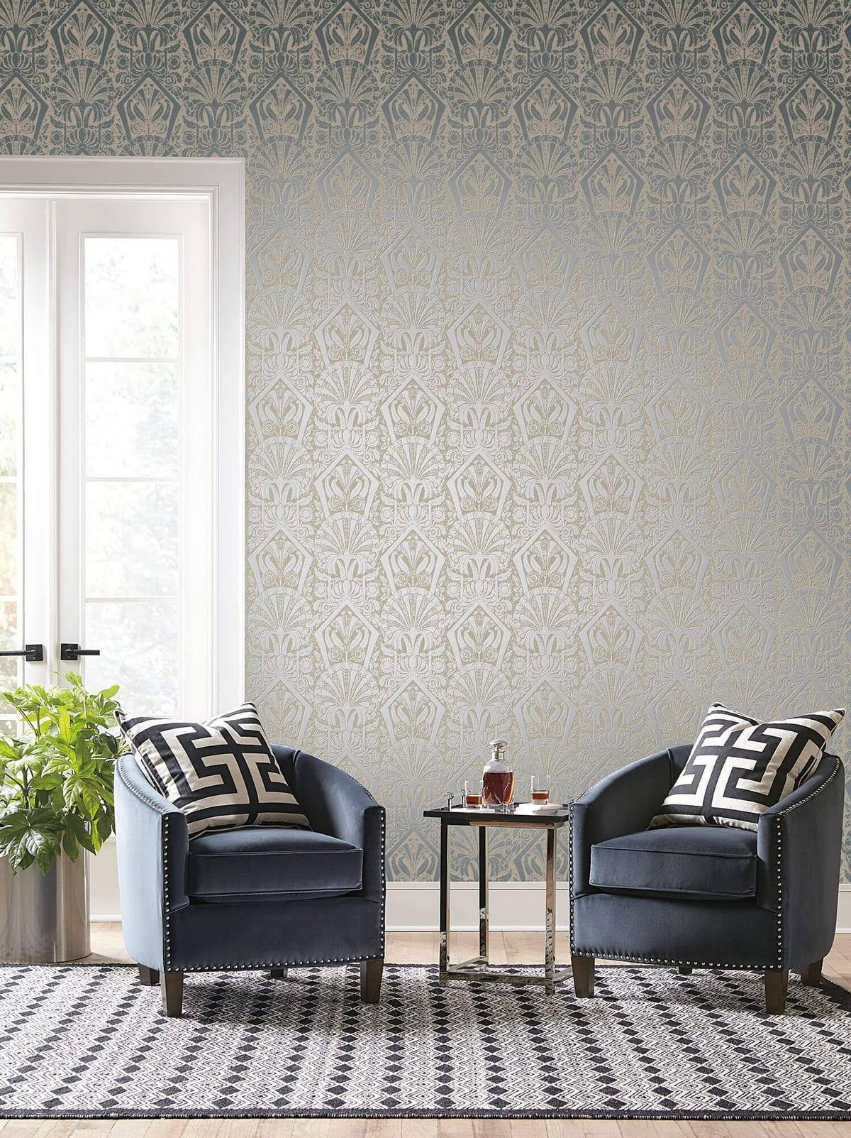 Cream/Silver Wallpaper K894