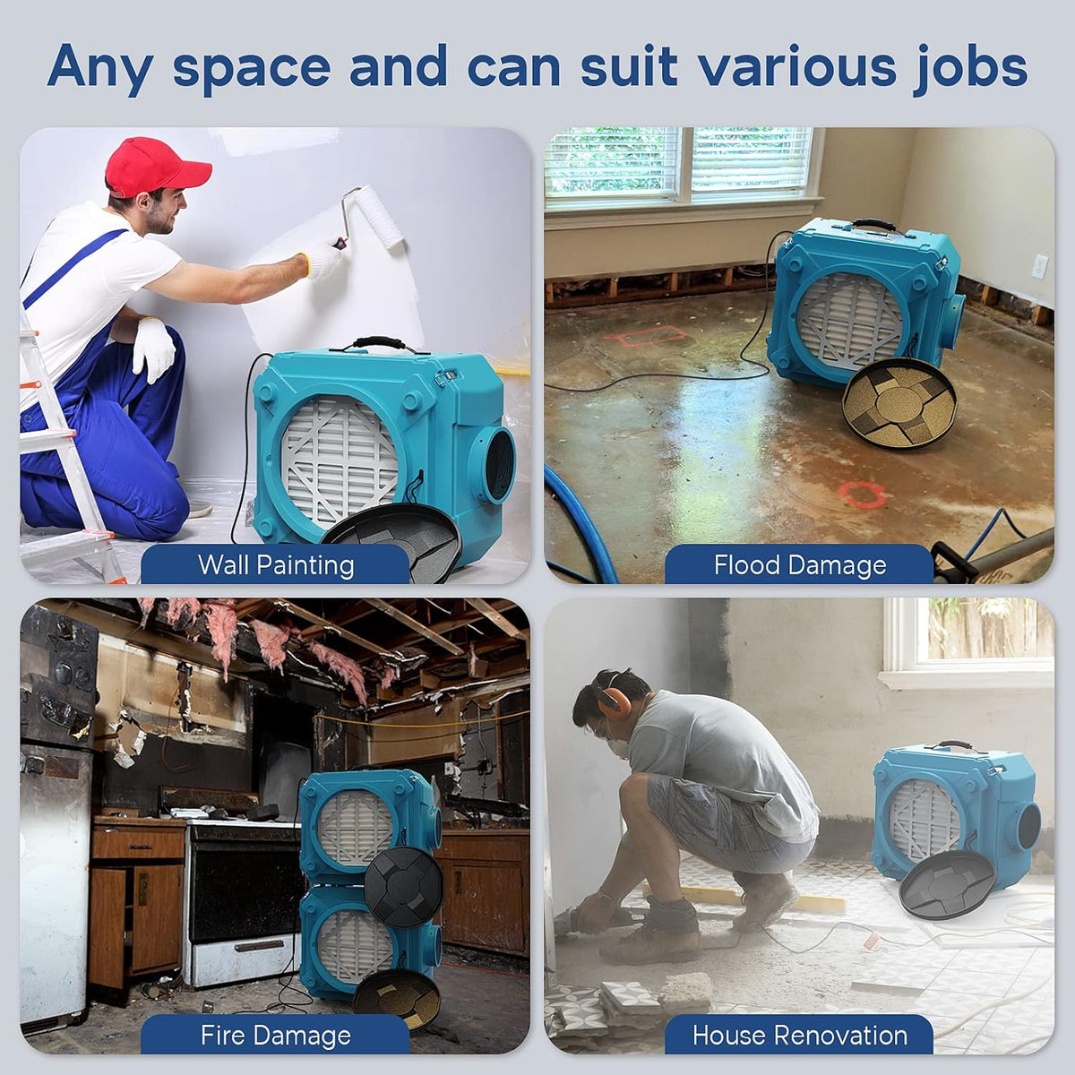 ALORAIR Air Scrubber with 3 Stage Filtration, MERV-10 Filter, HEPA/Activated Carbon Filter I27993