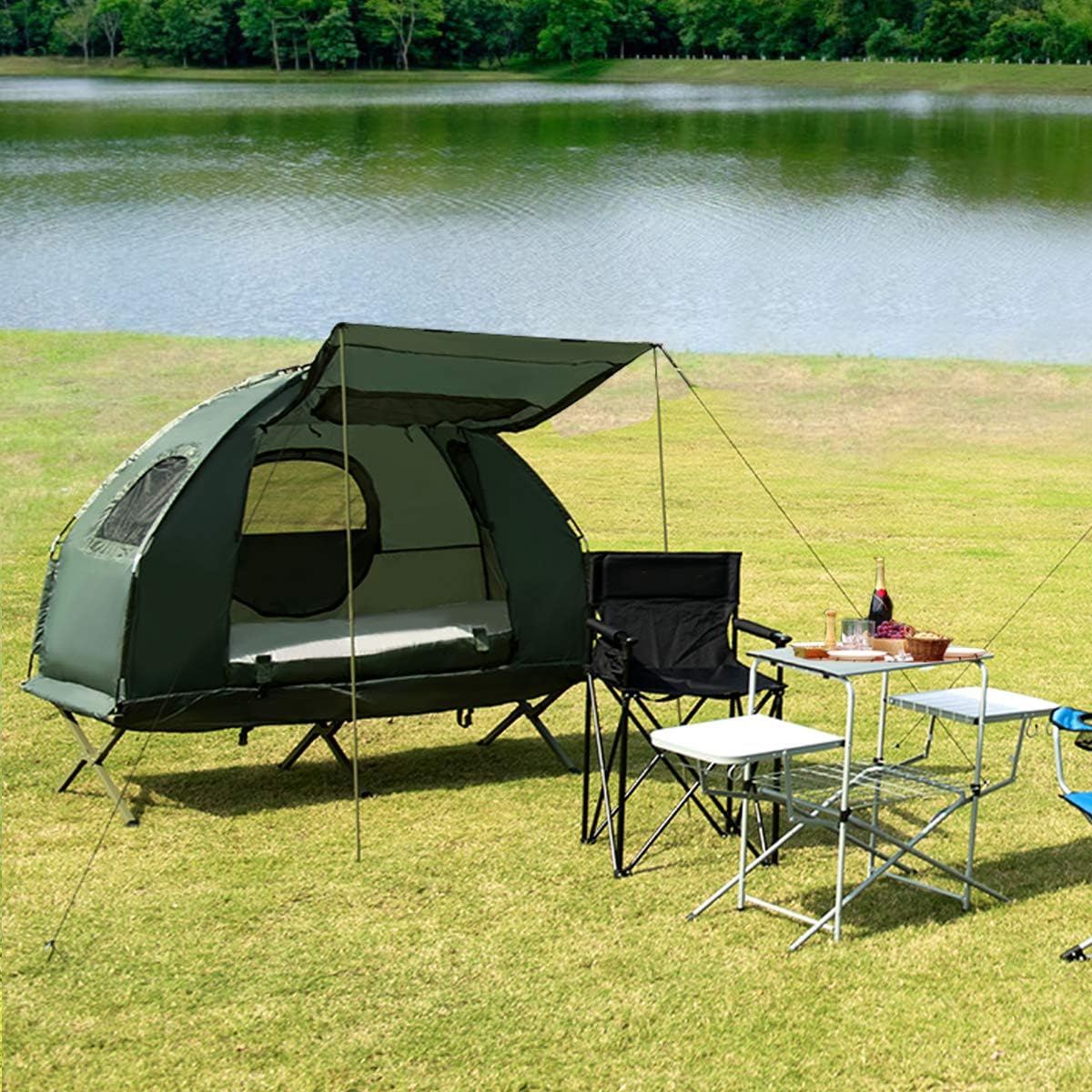 2-Person Waterproof Camping Tent Cot with Carry Bag Q56386