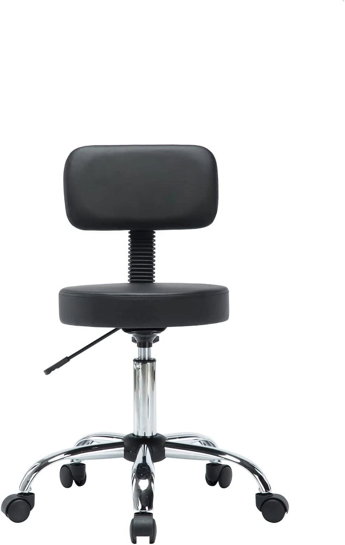 Black Faux Leather Adjustable Drafting Stool with Wheels S19632