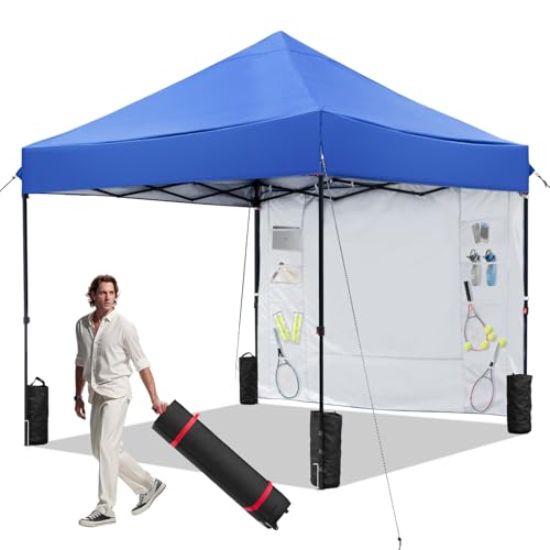 Blue 10x10 FT Pop Up Canopy Tent with 1 Sidewall B10581