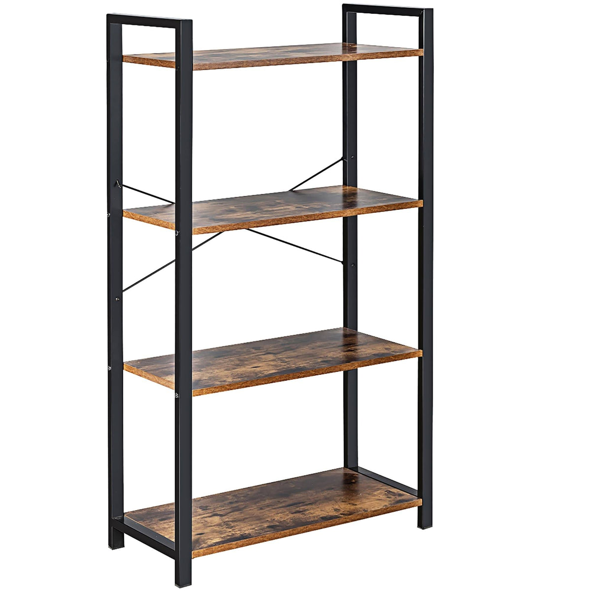 4-Tier Industrial Bookshelf Storage - Brown M997943