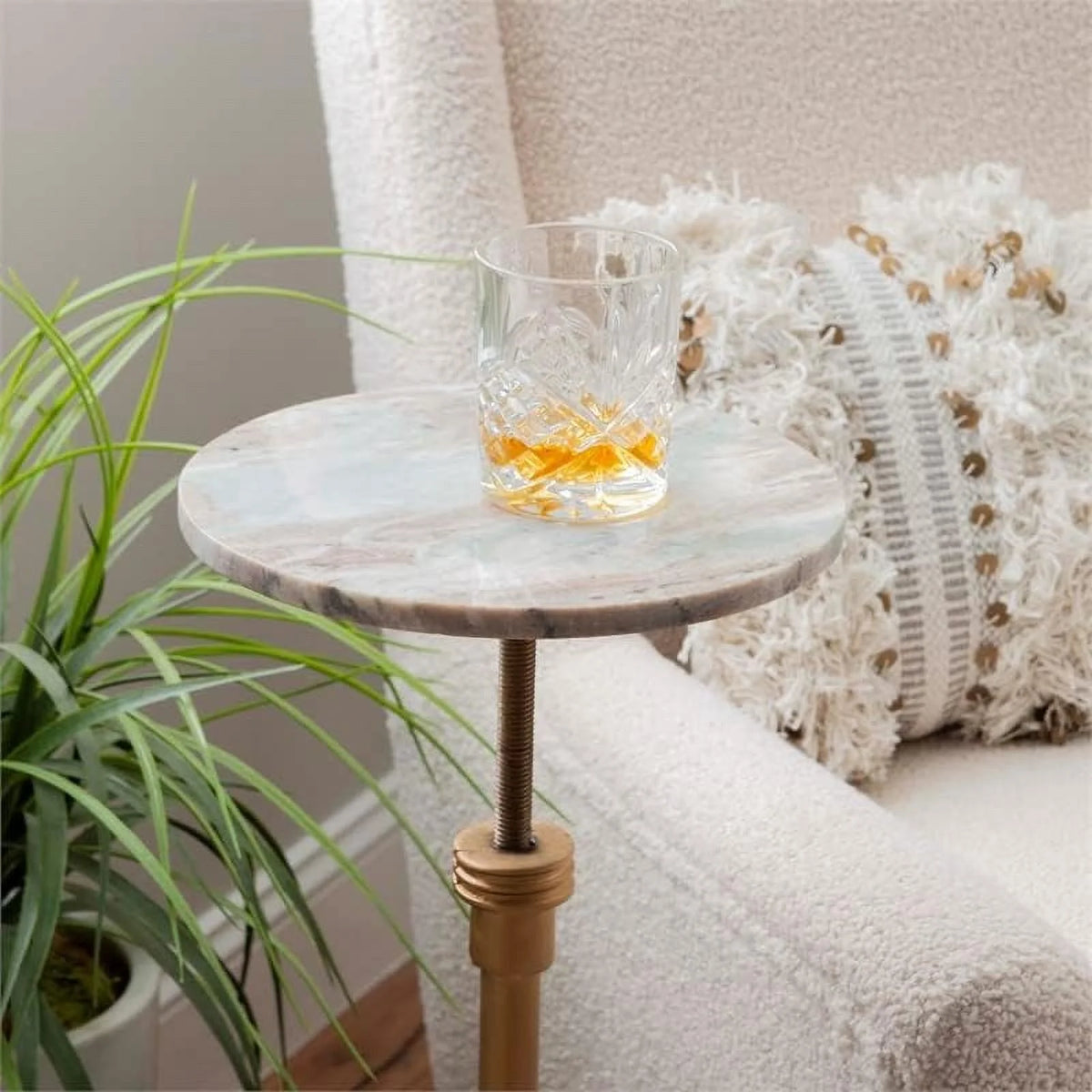 Adjustable Metal And Marble Drink Table K52304