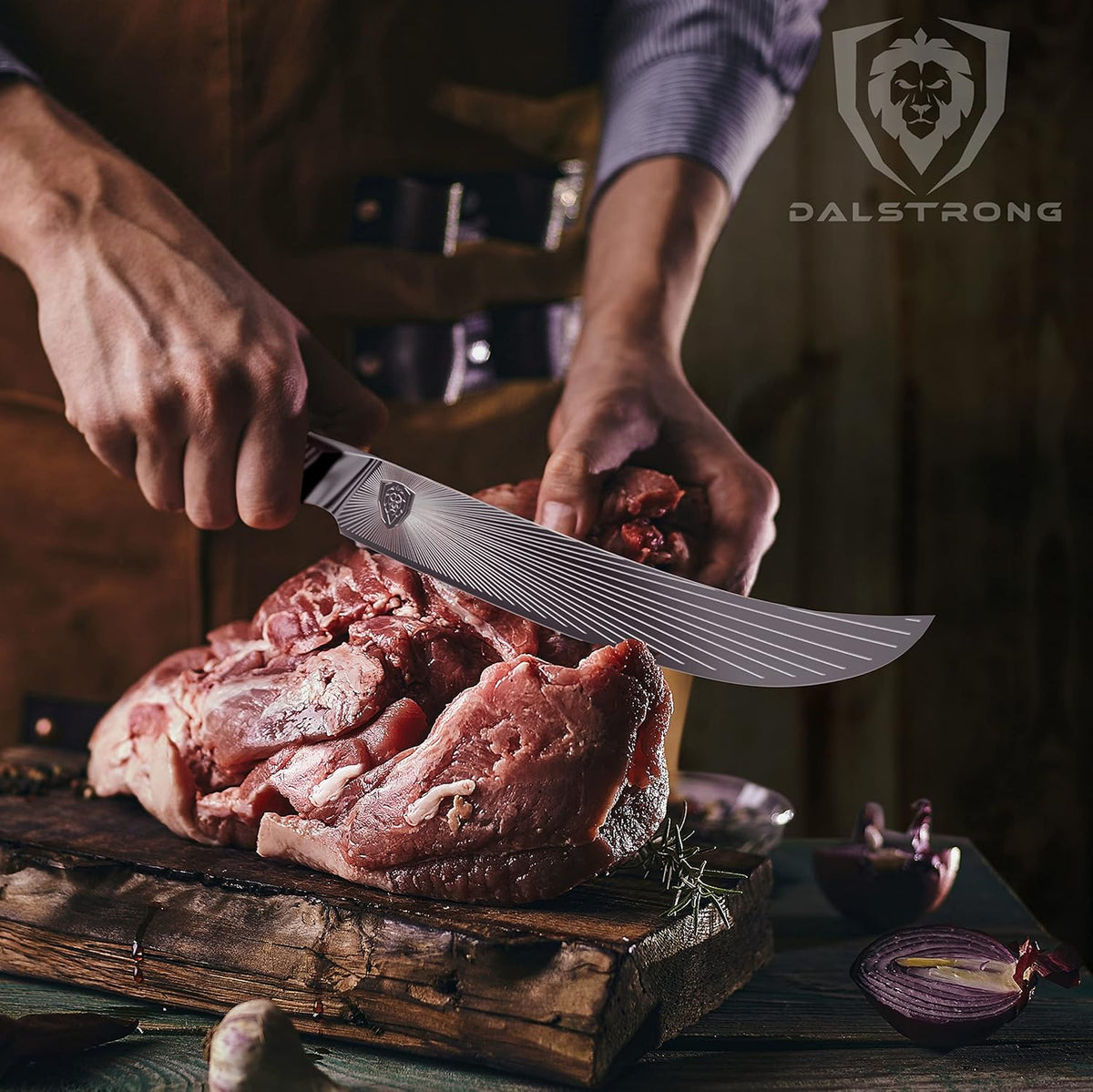 10 Butcher & Breaking Knife with Leather Sheath W33364