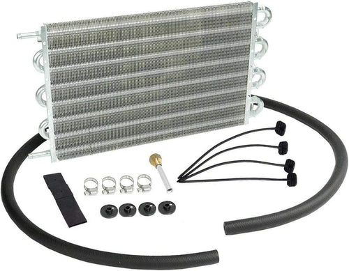 15-1/2" Oil Cooler 7" Black 10 Blades Cooling Fan Kit Radiator Transmission Aluminum Pack of 2 I35878