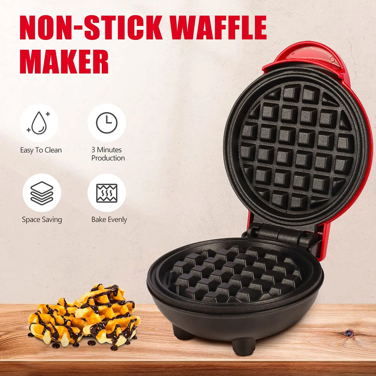 4 inch Portable Electric Non-Stick Mini Waffle Maker H2335