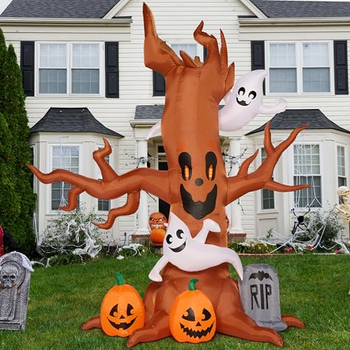 8 FT Halloween Inflatable Scary Tree with Ghost Decorations K68502