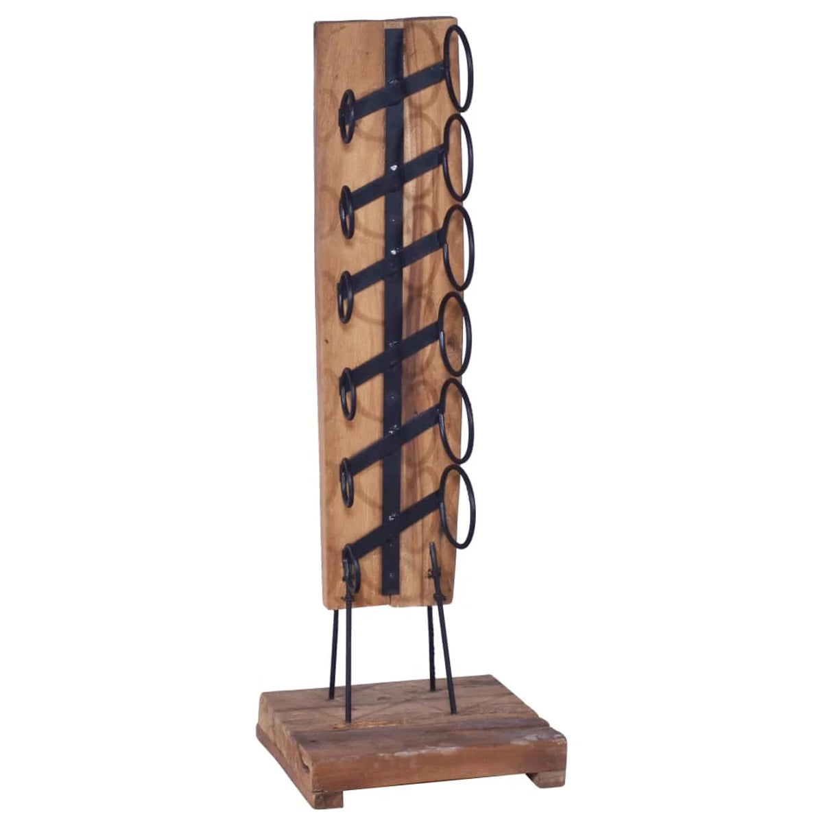 6 Bottles Solid Teak Wood Wine Rack H54853