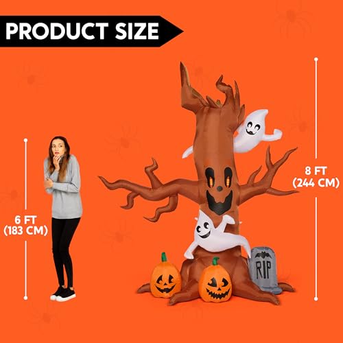 8 FT Halloween Inflatable Scary Tree with Ghost Decorations K68502
