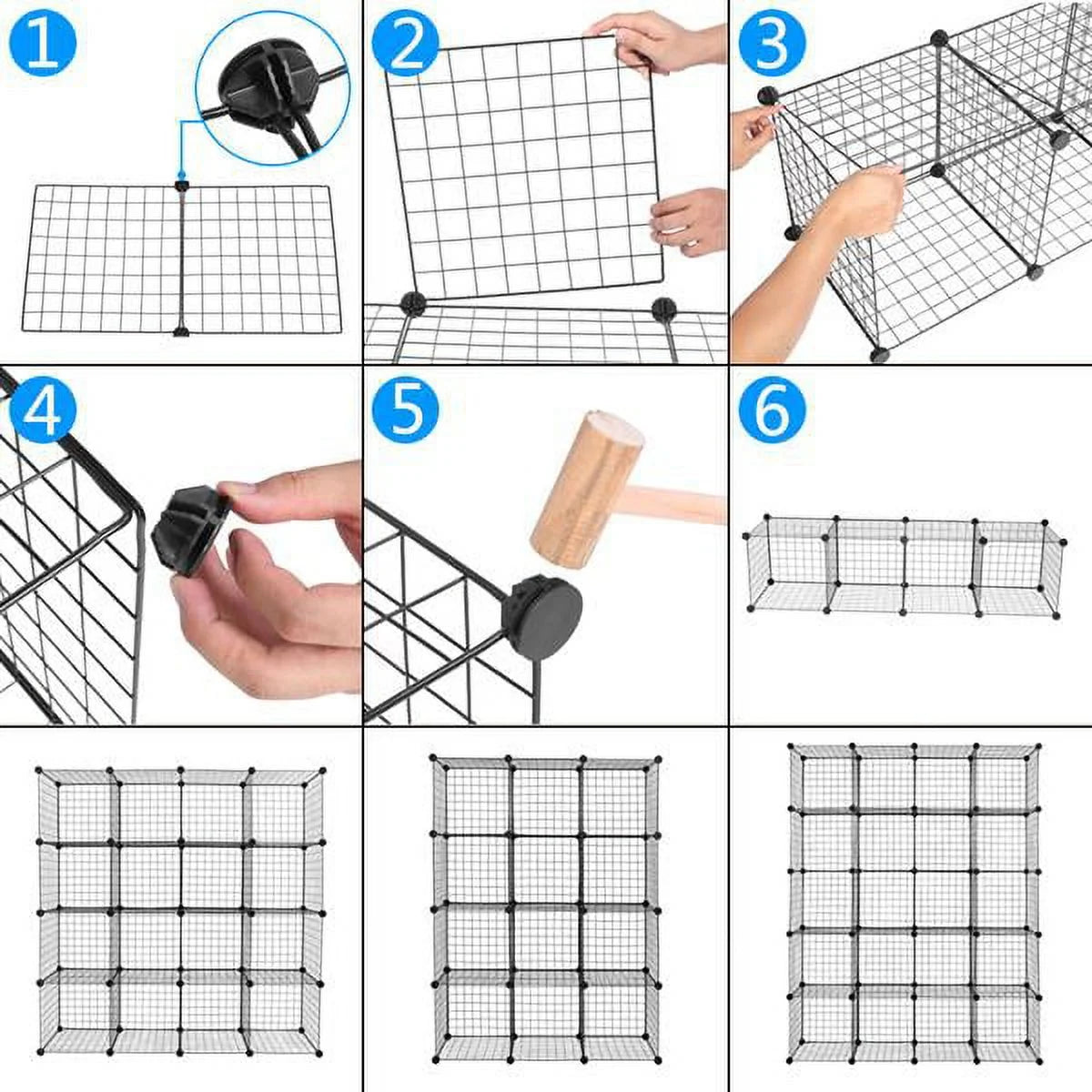 20-Cube Metal Grid Storage Shelves Organizer Bookcase M155915