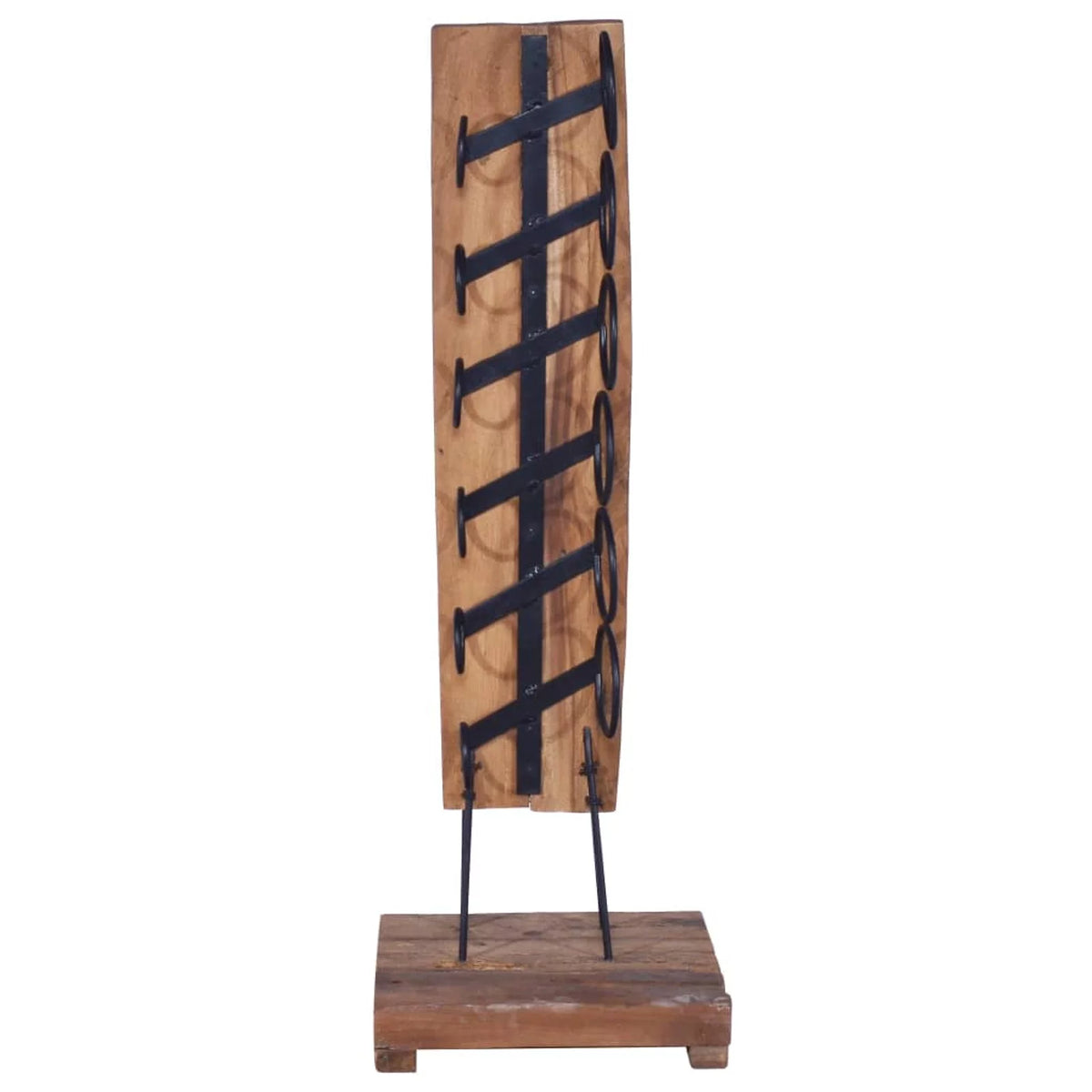 6 Bottles Solid Teak Wood Wine Rack H54853