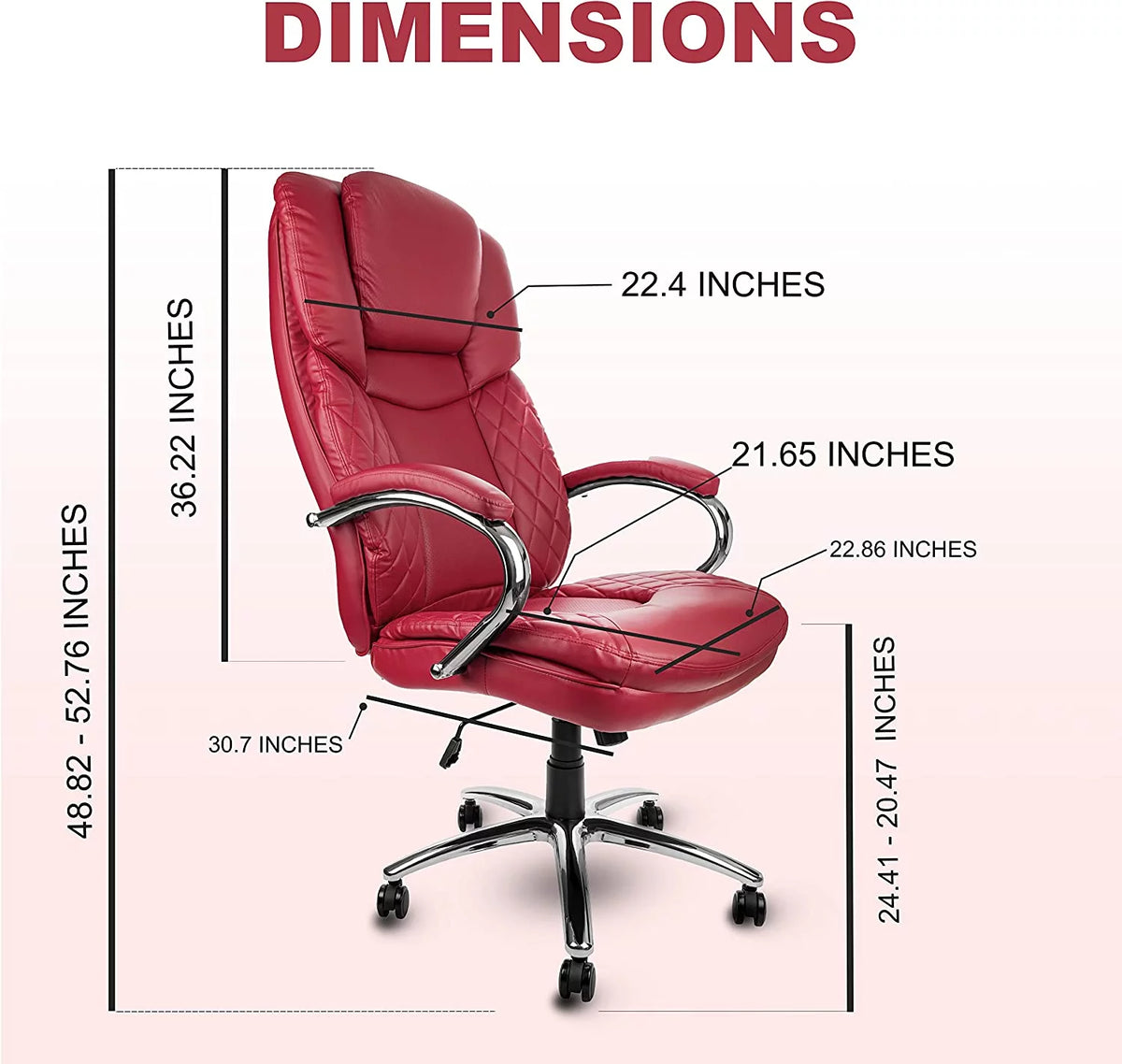 Big and Tall Red PU Leather Executive Office Chair 400lbs H3079
