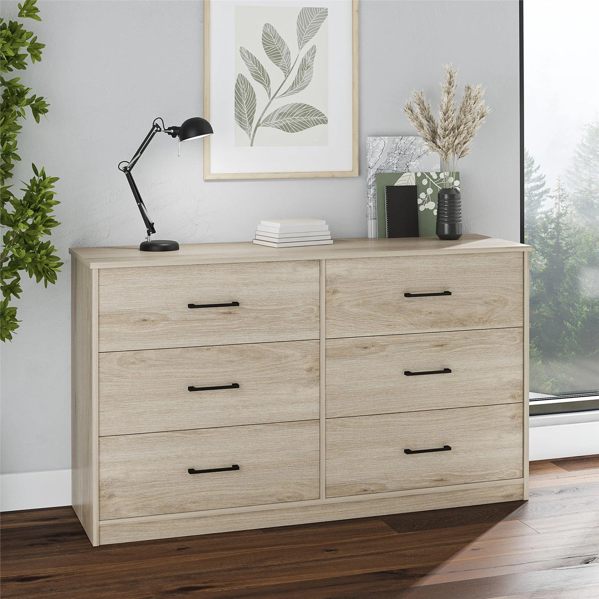 Black 6 Drawer Dresser W34129