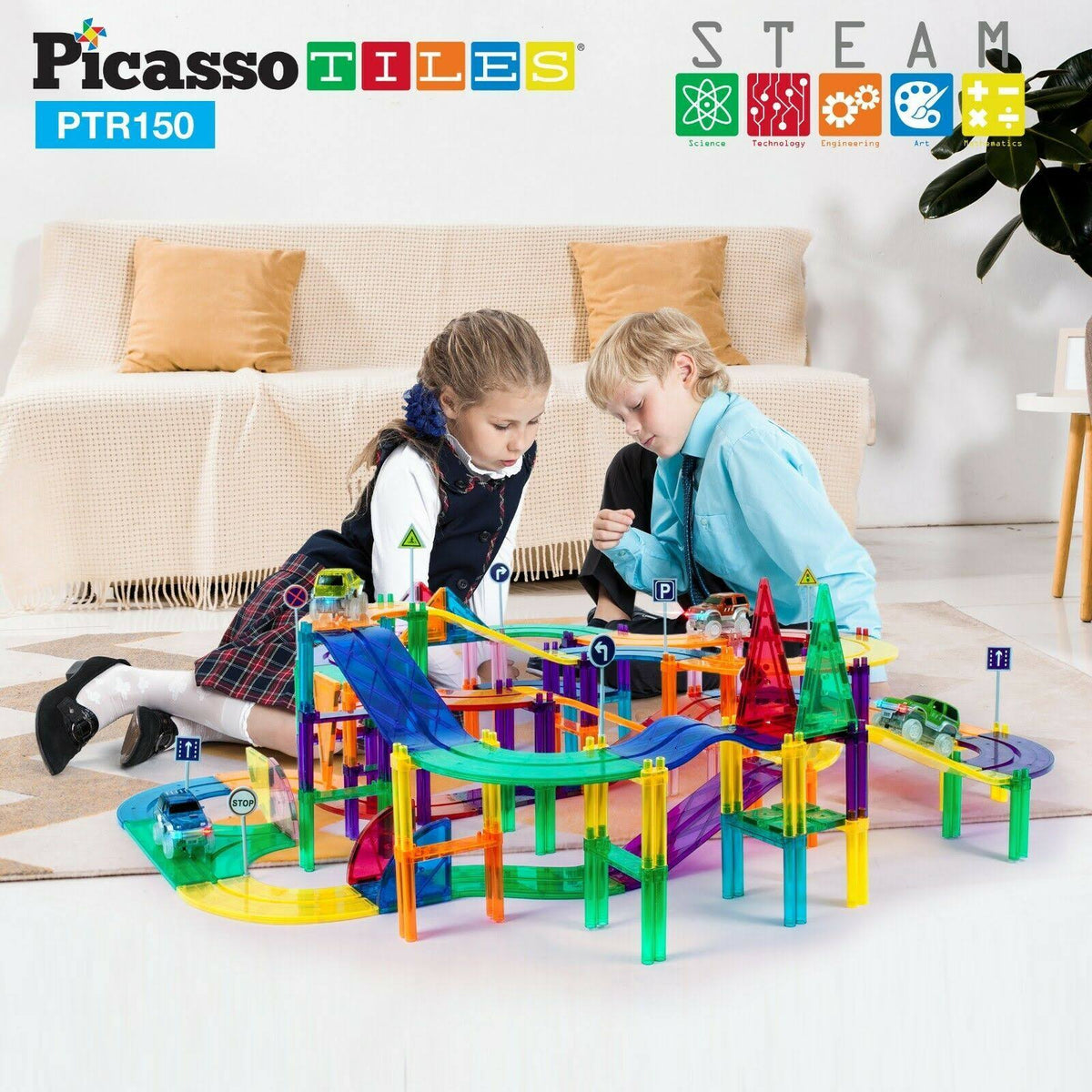 150 Piece Magnetic Building Block Race Track Set O7598